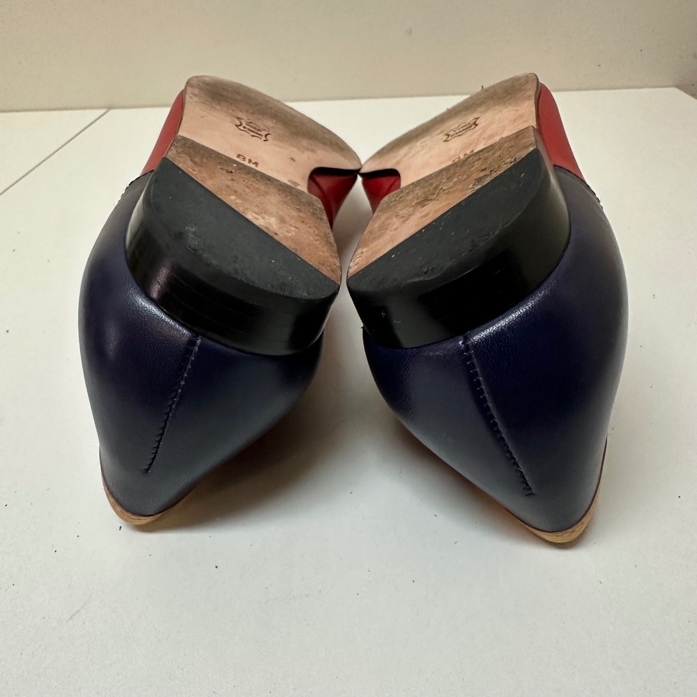 Vtg Enzo Angiolini 8M Liberty Leather Loafers Red Navy White Gold Square Toerty - Picture 9 of 11